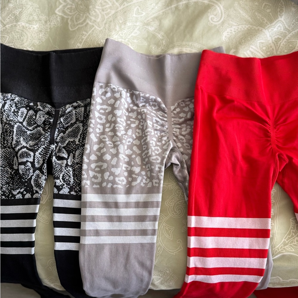 Stylish Women's Leggings - Black, Gray, and Red